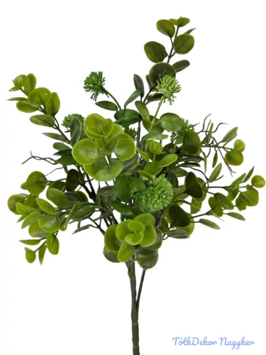 Műzöld leveles csokor 37 cm - Zöld
