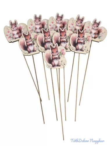 Fa betűző 10db/csomag - Mókus virággal