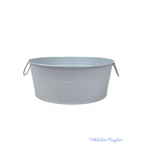 Fémfüles kerek bádog tál 20 cm - Fehér