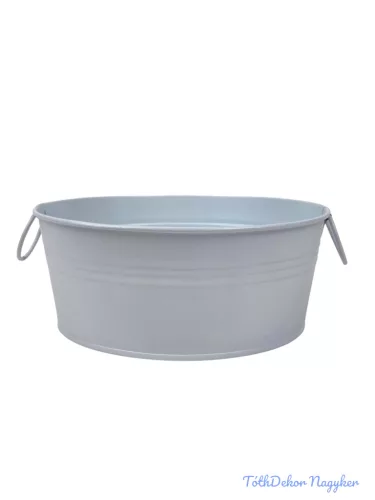Fémfüles kerek bádog tál 20 cm - Fehér