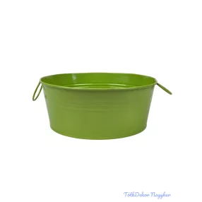 Fémfüles kerek bádog tál 20 cm - Zöld