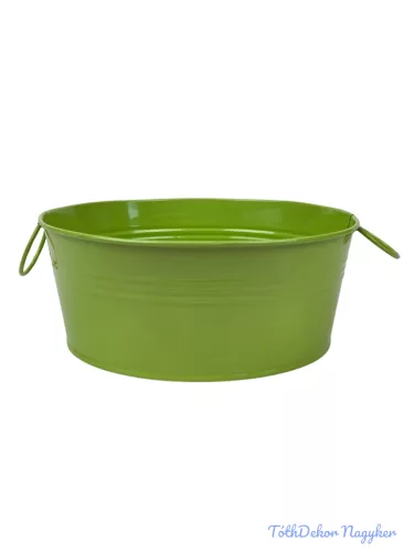 Fémfüles kerek bádog tál 20 cm - Zöld