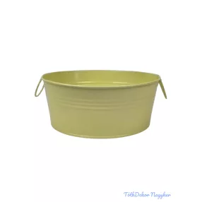 Fémfüles kerek bádog tál 20 cm - Sárga