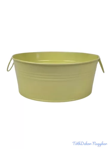 Fémfüles kerek bádog tál 20 cm - Sárga