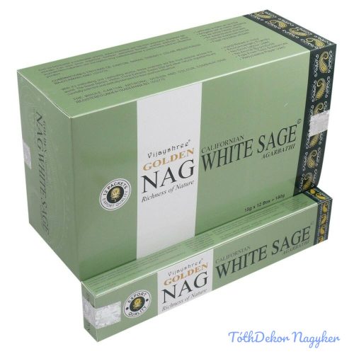 GOLDEN Nag White Sage / Fehér Zsálya füstölő indiai maszala 15 g