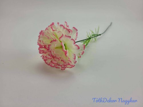 Szegfű aszparágusszal szálas selyemvirág 50 cm - Cirmos rózsaszín