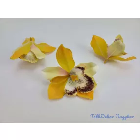 Orchidea selyemvirág fej 10 cm - Sárgás