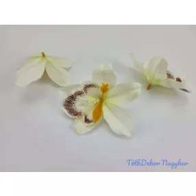 Orchidea selyemvirág fej 10 cm - Törtfehér