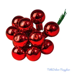 Üveggömb pick 2cm 12db/köteg - Fényes Piros