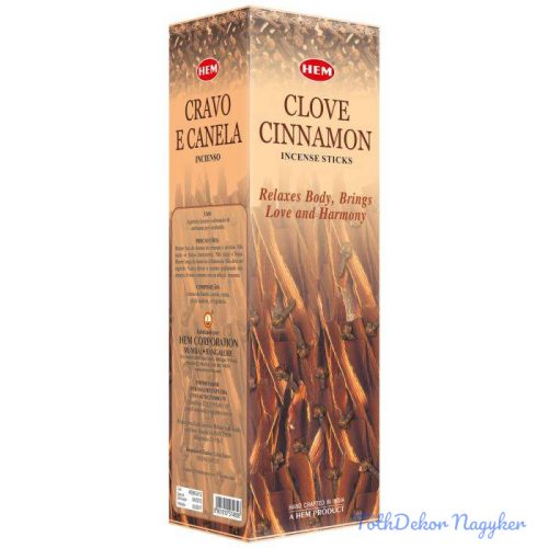 HEM Szegfűszeg Fahéj / Clove Cinnamon füstölő hexa indiai 20 db