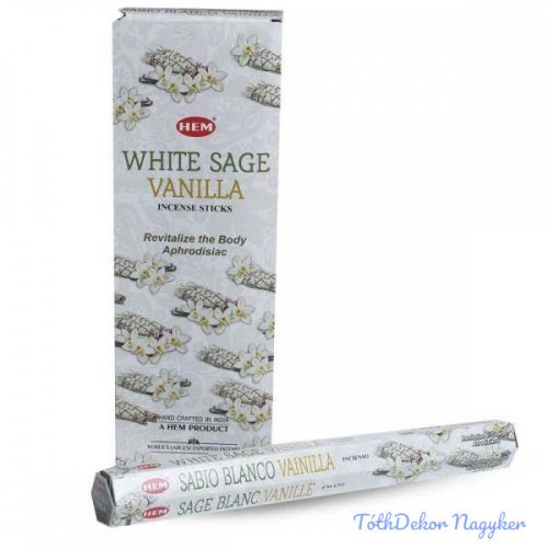 HEM White Sage Vanilla / Fehér Zsálya Vanília füstölő hexa indiai 20 db