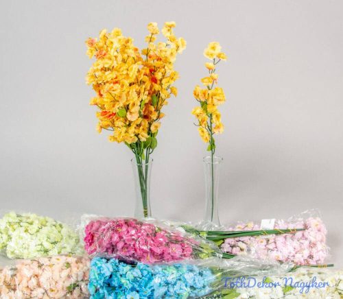 Apró virágos rezgő szálas selyemvirág ág díszítő 45 cm - Több színben