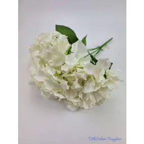 Hortenzia 5 ágú selyemvirág csokor 47 cm - Törtfehér