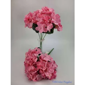 Hortenzia 5 ágú selyemvirág csokor 47 cm - Rózsaszín