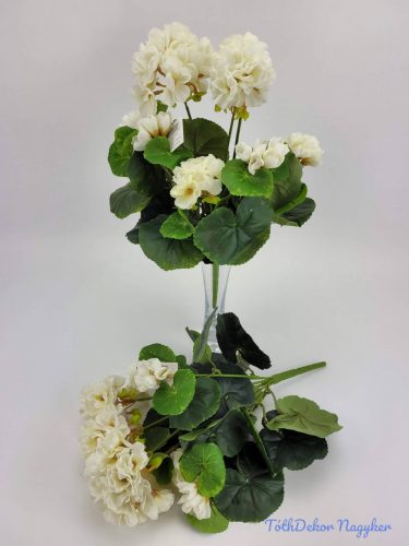 Muskátli 8 ágú selyemvirág csokor 35 cm - Fehér