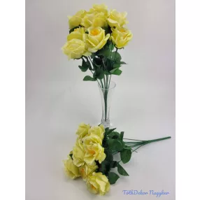 Rózsa nyílott 10v selyem csokor 42 cm - Krém