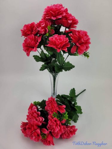 Dália 9 ágú selyemvirág csokor 44 cm - Erős Rózsaszín
