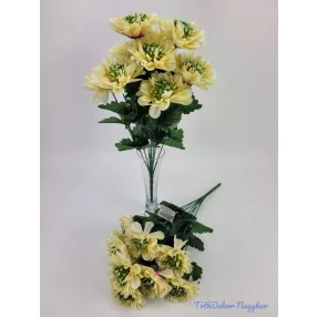 Dália 10 fejes selyemvirág csokor 43 cm - Krémes