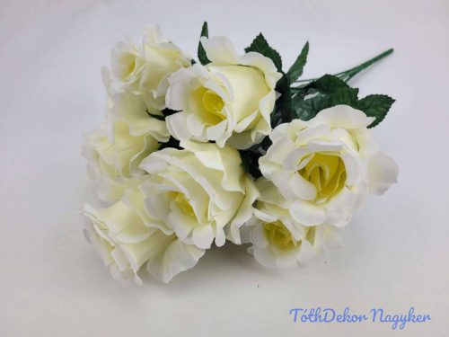 Cakkos rózsa 8v selyem csokor 48 cm - Krémes