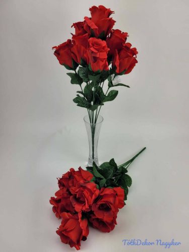 Cakkos rózsa 8v selyem csokor 48 cm - Piros
