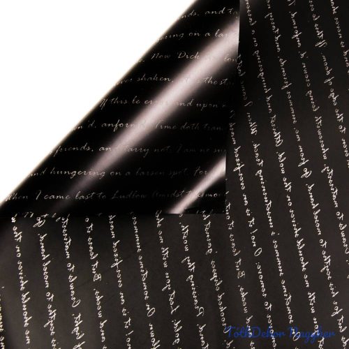 Írás mintás fólia tekercs 58cm x 10m - Fekete