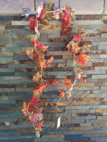 Juharleveles őszi selyem girland 170 cm - Őszi Narancs