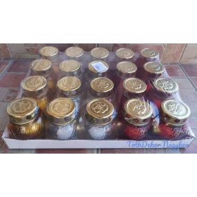 Kis gömb üvegmécses fém fedős 10 cm - Mix