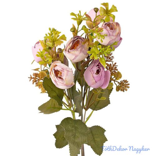 Boglárka 5 ágú selyemvirág csokor 32cm - Lila