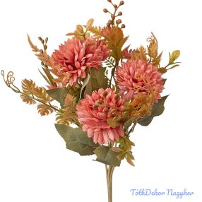 Krizantém 7 ágú selyemvirág csokor 34cm - Mályva