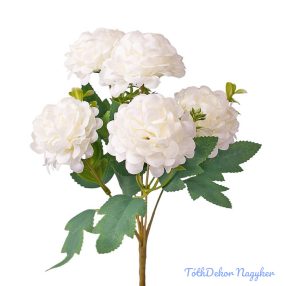 Krizantém 5 ágú selyem csokor 29cm - Fehér