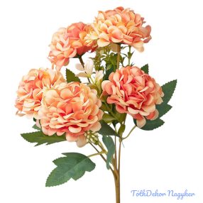 Krizantém 5 ágú selyem csokor 29cm - Barack