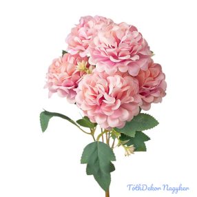 Krizantém 5 ágú selyem csokor 29cm - Púder rózsaszín