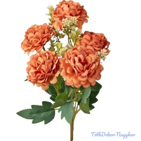 Krizantém 5 ágú selyem csokor 29cm - Narancssárga