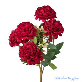 Krizantém 5 ágú selyem csokor 29cm - Bordó