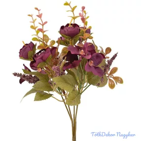 Peóniás 5 ágú selyemvirág csokor 29cm - Lila