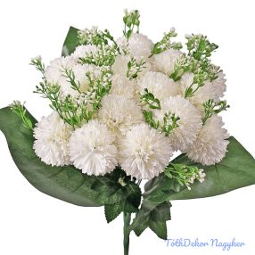 Krizantém 18 ágú selyemvirág csokor 38cm - Fehér