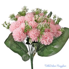 Krizantém 18 ágú selyemvirág csokor 38cm - Rózsaszín