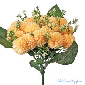 Krizantém 18 ágú selyemvirág csokor 38cm - Barack