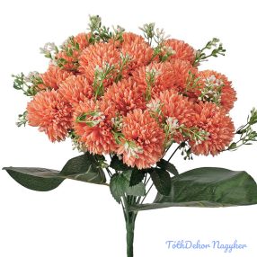 Krizantém 18 ágú selyemvirág csokor 38cm - Narancsos