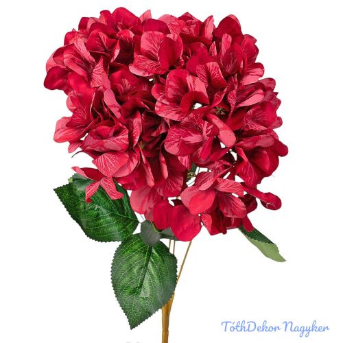 Hortenzia 5 ágú selyemvirág csokor 49cm magas - Piros