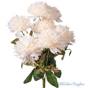 Krizantém 7 ágú selyemvirág csokor 42cm - Ekrü