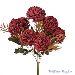   Krizantém selyemvirág csokor, 9 fejes, 40cm magas, virágfej átmérő: 7.5cm - Burgundy