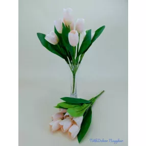  Tulipán 7 ágú selyemvirág csokor 36 cm - Púder Rózsaszín