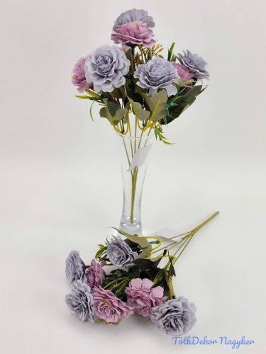 Dália 8 fejes selyemvirág csokor 29 cm - Pasztel lila mix