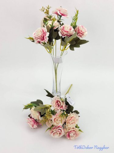 Dália 8 fejes selyemvirág csokor 29 cm - Krém-rózsaszín