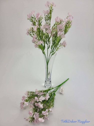 Apró virágos 5 ágú selyemvirág csokor díszítő 30 cm - Világos Lila
