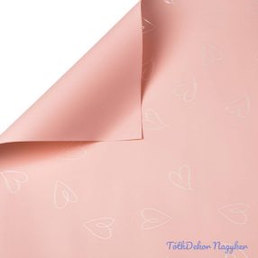 Szivecskés fólia tekercs 58cm x 10m - Rózsaszín/Fehér