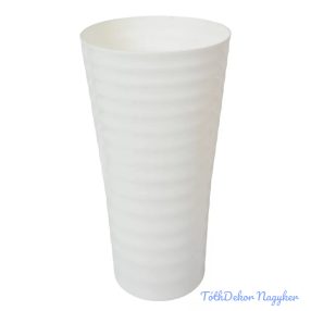 Műanyag váza hullámos oldalú D24cm M48cm - Fehér