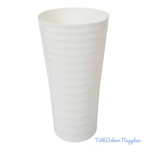 Műanyag váza hullámos oldalú D24cm M48cm - Fehér
