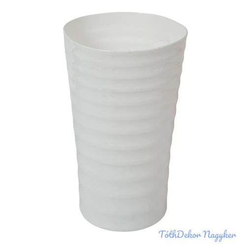 Műanyag váza hullámos oldalú D19cm M32cm - Fehér